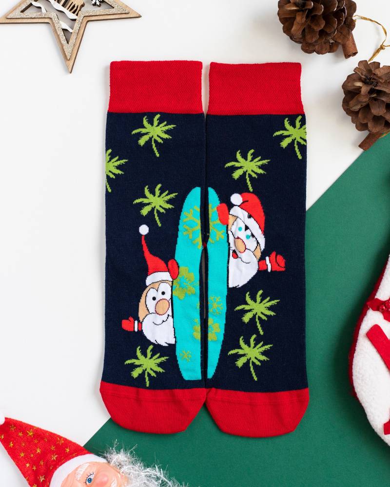 Weihnachtssocken - Weihnachtsgeschenk Merry Christmas Weihnachtsmann Snowboard Adventsgeschenk Bunte Socken von altisocks