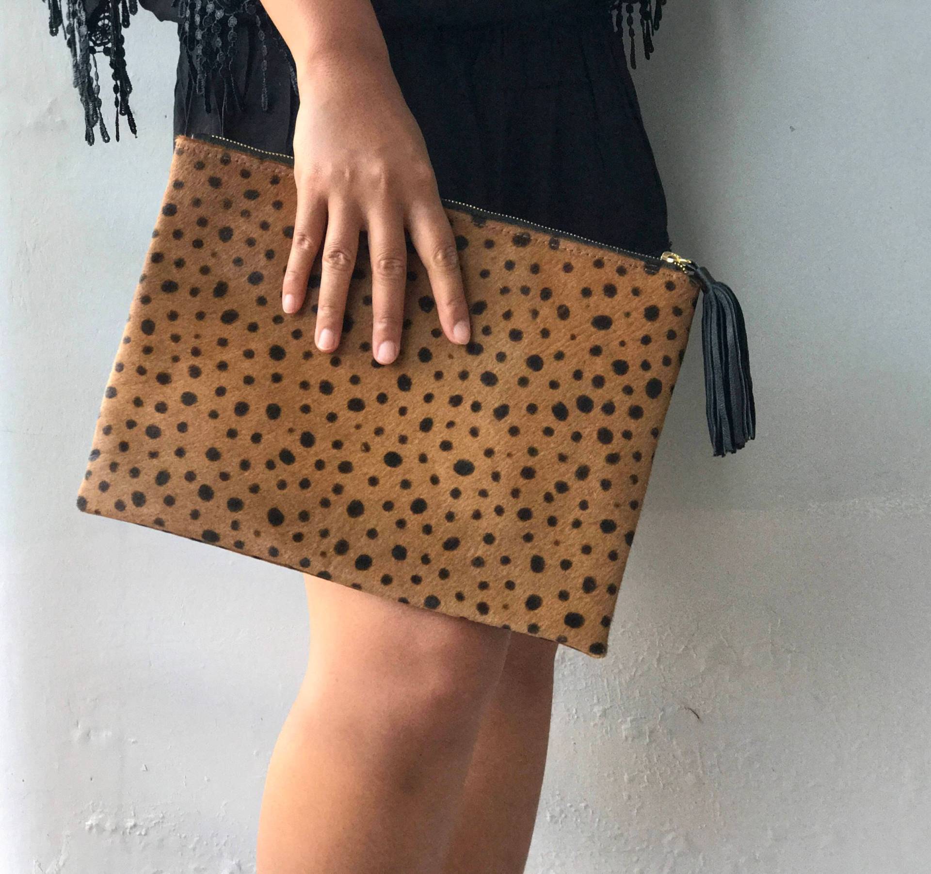 Medium Flache Clutch, Leopard Kleine Fleck Flache Spot Geldbörse, Tierdruck Tierprint Echtes Leder Medium Flache Clutch, Leopard Kleine Fleck Flache Spot Geldbörse, Tierdruck Tierprint Echtes Leder von alusIndonesia