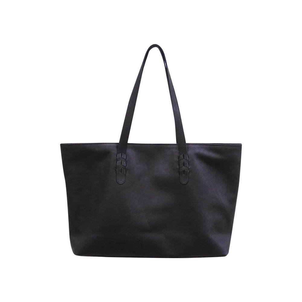 Sahaja - Trage Alle Ledertasche, Schwarze Echt Leder Shopper Tasche, Ledertasche, Laptop Tote Windeltasche Sahaja - Trage Alle Ledertasche, Schwarze Echt Leder Shopper Tasche, Ledertasche, Laptop Tote Windeltasche von alusIndonesia