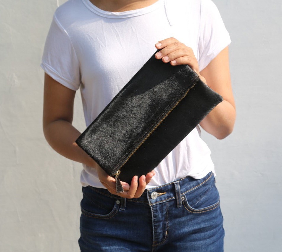 Schwarzes Kalbshaar Clutch, Leder Schwarze Pony Haar Clutch Schwarz, Geldbörse, Geldbörse Schwarzes Kalbshaar Clutch, Leder Schwarze Pony Haar Clutch Schwarz, Geldbörse, Geldbörse von alusIndonesia