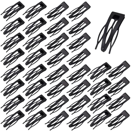 alwaiiz 40 Stück Haarspangen Damen, Doppelgriff Haar Clips, Metall Snap Hair Clip für Haar Herstellung(Schwarz) von alwaiiz