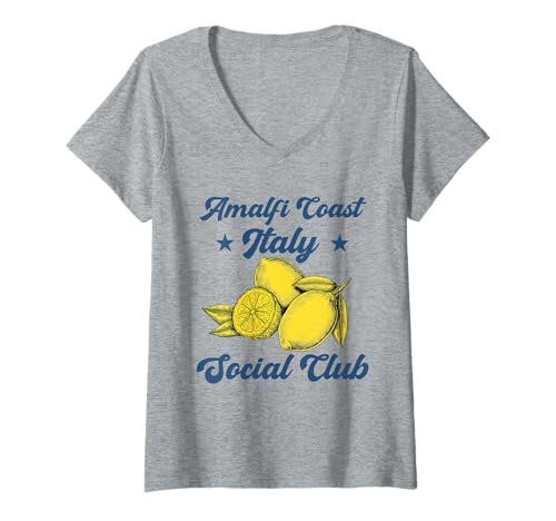 Damen Amalfi Coast Social Club Italien Souvenir Zitrone Urlaub T-Shirt mit V-Ausschnitt von amalfi coast social club Italy Summer Vacation Lem