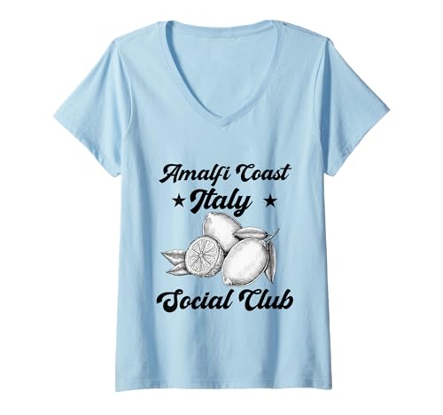 Damen Amalfi Coast Social Club Italien Souvenir Zitrone Urlaub T-Shirt mit V-Ausschnitt von amalfi coast social club Italy Summer Vacation Lem