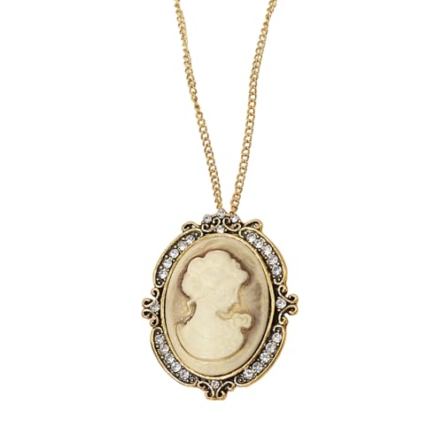Oval Cameo Anhänger Halskette Mit Kristall Strasssteinen Handgefertigt Vintage Schmuckzubehör Stylish Outfit Enhancer Hangle Jewelry von amangul