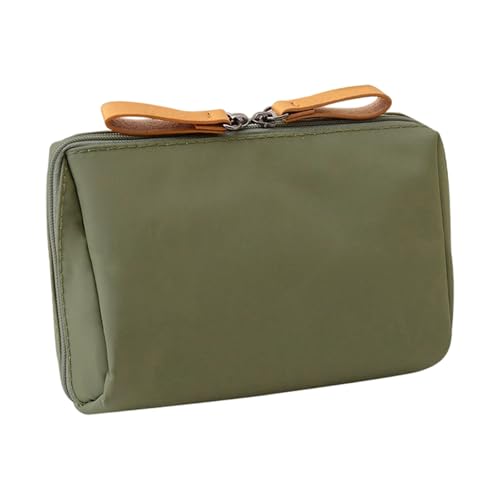 Reisefreundliche Kosmetiktaschen mit mehreren Fächern, Nylon-Materialien, tragbarer Make-up-Organizer, Kosmetik-Organizer, armee-grün, Einheitsgröße von amangul