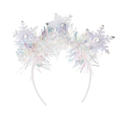 Stylisches Schneeflocken-Haar-Accessoire, weiß, glitzernd, Strass, Stirnband für Feiertage, Festivals und Winterpartys von amangul