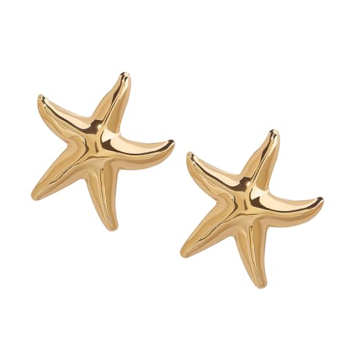 Trendy Marine Seestarfishes Ohrringe Robuster Metallschmuck Komfortable Tägliche Verschleiß Marine Ohrzubehört von amangul