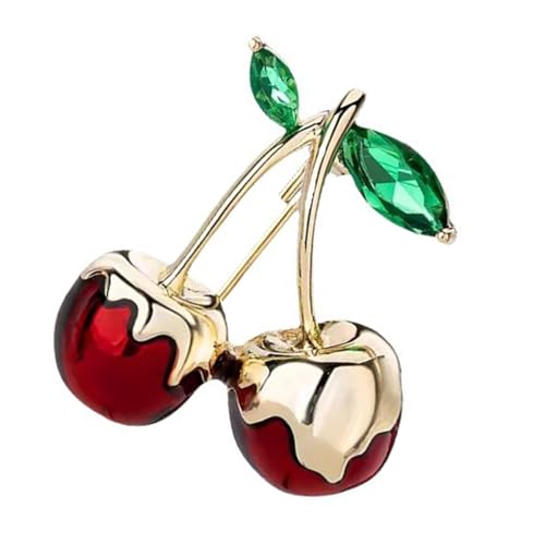 Vielseitige Kirschen Brosche Accessoire Auffällige Grüne Zirkon Kirschen Schmuck Pin Charme Für Lässige Und Formelle Kleidung Kirschfrüchte Brosche von amangul