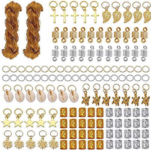 amangul 200 Stück Haarschmuck Ringe mit Metallkordel Aluminium Dreadlocks Haarschmuck von amangul