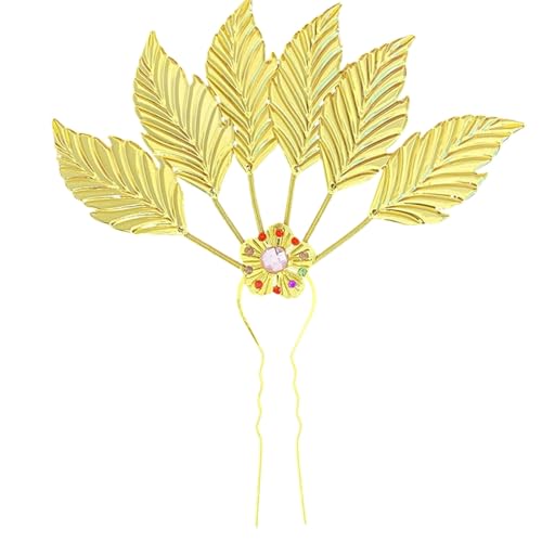amangul Buyao elegante Blatt-Haarspange mit Kristallen, filigran, für Damen und Mädchen, Buyao für ethnische thailändische Kopfbedeckungen, Haarschmuck (Haarnadel 5) von amangul