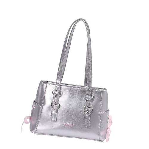 amangul Damen-Umhängetasche, stilvolle Handtasche, großes Fassungsvermögen, Rucksack, Pendler, schöne Schleifen, Crossbody-Tasche für Pendler, silber, Einheitsgröße amangul Damen-Umhängetasche, stilvolle Handtasche, großes Fassungsvermögen, Rucksack, Pendler, schöne Schleifen, Crossbody-Tasche für Pendler, silber, Einheitsgröße von amangul