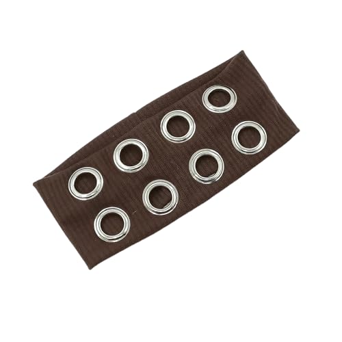 amangul Elastisches Haarband für Mädchen, Punk, mit ausgehöhlten Ösen, Retro- und Metallrock-Kopfbedeckung, modisches Haar-Accessoire (Kaffee) von amangul