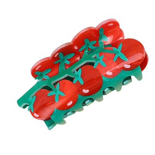 amangul Haarklammer aus Acryl mit Fruchtmotiv für Damen und Mädchen, Pferdeschwanz-Halter, starker Haargriff mit lebendigen Farben, tägliches Tragen (Tomate) von amangul