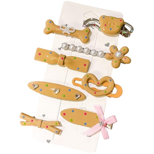 amangul Haarspangen mit Sternen, rutschfest, Entenschnabel-Haarspangen, Haarnadeln für Damen und Mädchen, Haarstyling-Zubehör (Kaffee), 8 Stück von amangul