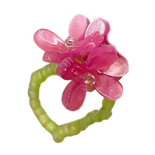 amangul Koreanische Stile Elastische Perlenblumenringe Einstellbare Perlenblütenfinger Ringe Leichter Frauen Schmuck Für Party Mode Elastische Finger Accessoire von amangul