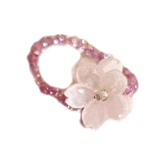 amangul Koreanische Stile Elastische Perlenblumenringe Einstellbare Perlenblütenfinger Ringe Leichter Frauen Schmuck Für Party Mode Elastische Finger Accessoire von amangul