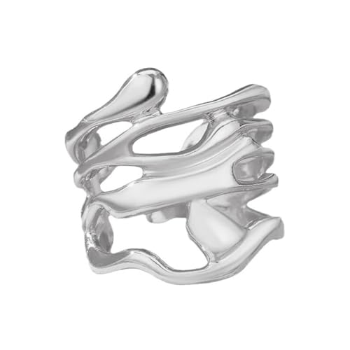 amangul Multipurpose Robuste Metallmaterialien Gold Hollow Ringe Mode Breite Bänder Schmuckgeschenke Für Paare Casual Wear Geometrische Ringe von amangul