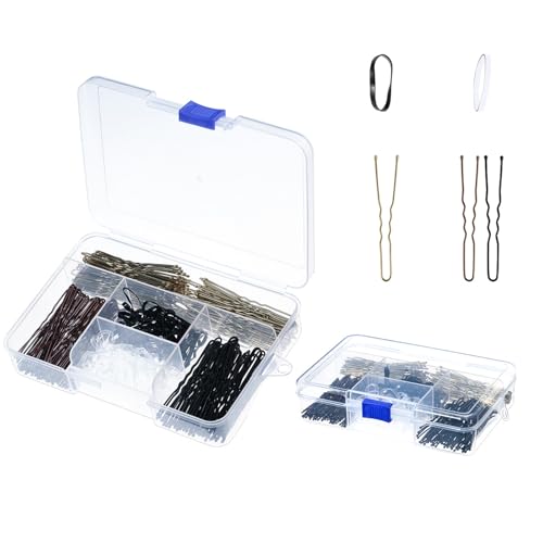 amangul Seitliches Haarnadel-Set mit Eisen-Haarnadel und elastischen Haarbändern für Damen, verschiedene Frisuren, Flechtwerkzeug mit Box (Set 5) von amangul