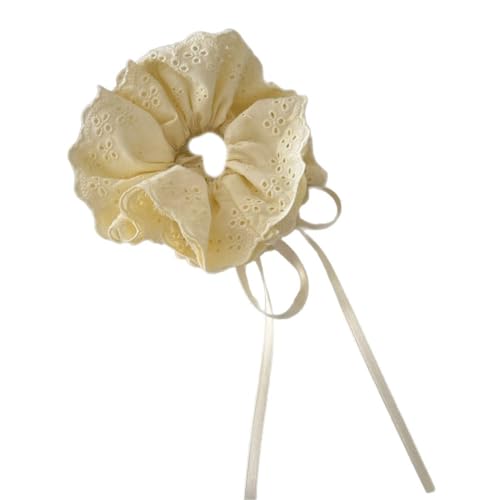 amangul Spitzen-Haargummis für Damen und Mädchen, übergroßer Pferdeschwanz-Halter, bequemer Haargummi für den täglichen Gebrauch, Gelb von amangul