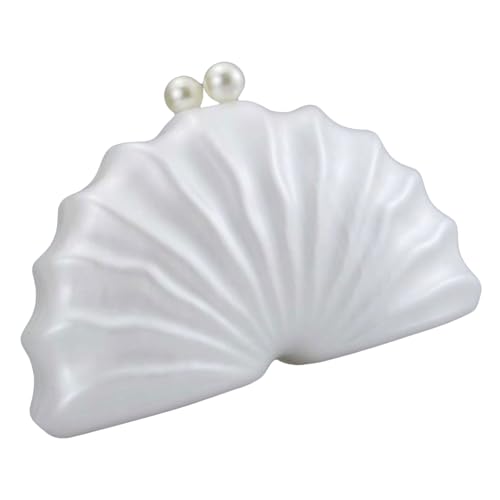 amangul Stilvolle Handtasche in Muschelform mit Acryl-Abendtasche, Schultertasche, Umhängetasche, ein anspruchsvolles Accessoire für Partygänger, weiß, One Size von amangul