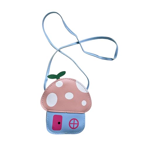 amangul Stilvolle kleine Tasche mit Pilz-Motiv für Mädchen, modische Schultertasche, PU-Leder, mit sicherem Reißverschluss, niedliche Pilz-Umhängetasche, B, One Size von amangul