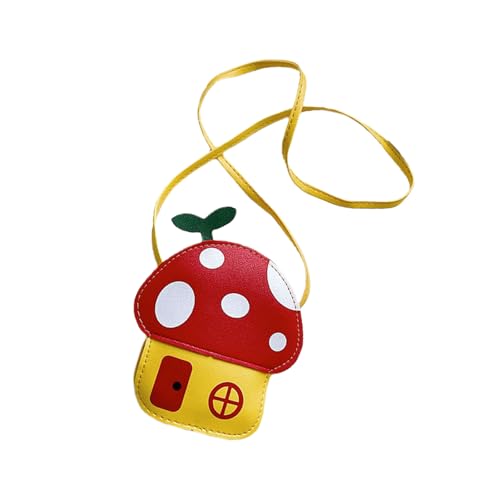 amangul Stilvolle kleine Tasche mit Pilz-Motiv für Mädchen, modische Schultertasche, PU-Leder, mit sicherem Reißverschluss, niedliche Pilz-Umhängetasche, rot, One Size von amangul