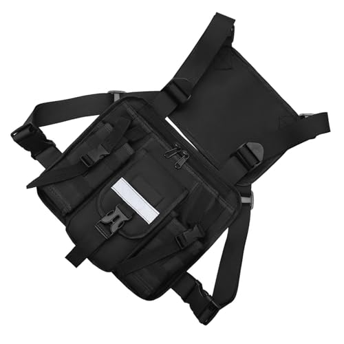 amangul Tacticals Chest Rigs Sporttasche Damen Herren Geschirr Chest Rigs Brusttasche Große Kapazität Holster Weste Rigs für Outdoor, Schwarz reflektierend, 28*5*24cm von amangul