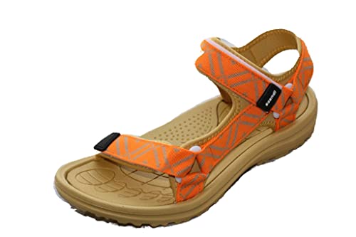 amara-global Damen Sommerschuhe Sandalen Schuhe Trekkingsandalen Freizeitschuhe Tarnmuster D2 (Beige-orange, numeric_38) von amara-global