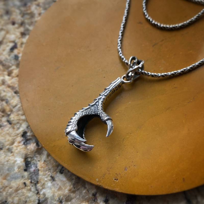 Massiver Sterling Silber Krallen Anhänger Mit Oder Ohne Massive Kette - Drachenklaue | Vogelklaue? Huhn? Taube? Talons Charm Halskette von amariecostumes