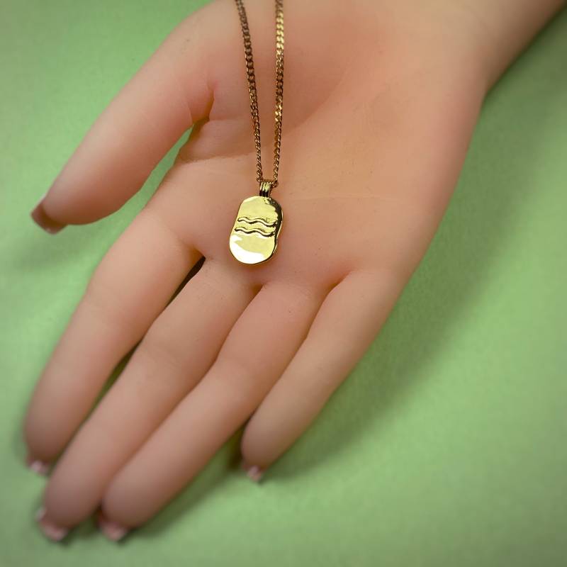 Unisex Astrologie Zeichen Horoskop Oval Dog Tag Maskulin Herren Anhänger Halskette in 750 Gold An Benutzerdefinierter Panzerkette - Auch Als Option von amariecostumes