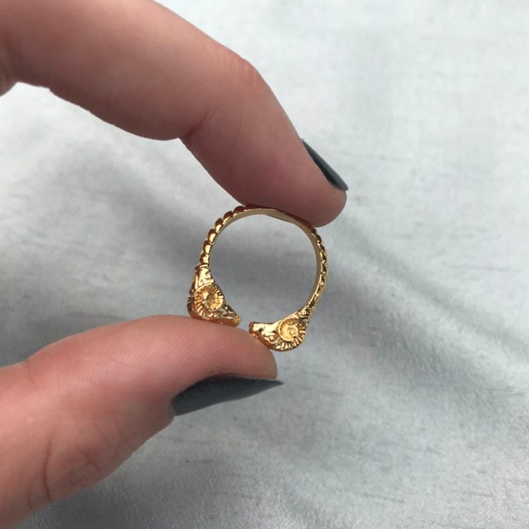 Widder Ring Aus Gold Vermeil Oder Silber, Vibe, Leicht Verstellbarer Offener Ring, Bergziege Horn von amariecostumes