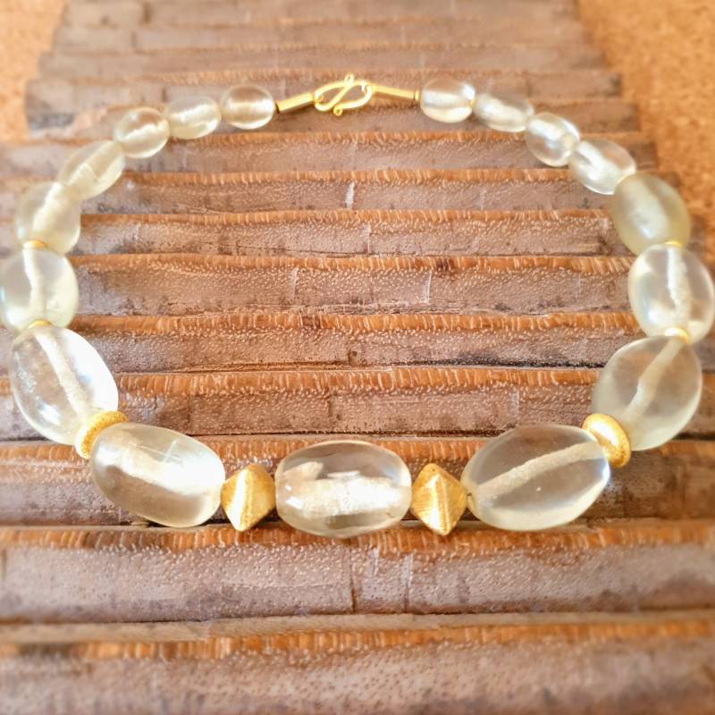 Halskette Antik & Gold Ambra Schmuck | Ethno Statement Glas Java Gold Individuell Ausgefallen Handgefertigt - Einfach Schön Halskette Antik & Gold Ambra Schmuck | Ethno Statement Glas Java Gold Individuell Ausgefallen Handgefertigt - Einfach Schön von ambraSchmuck