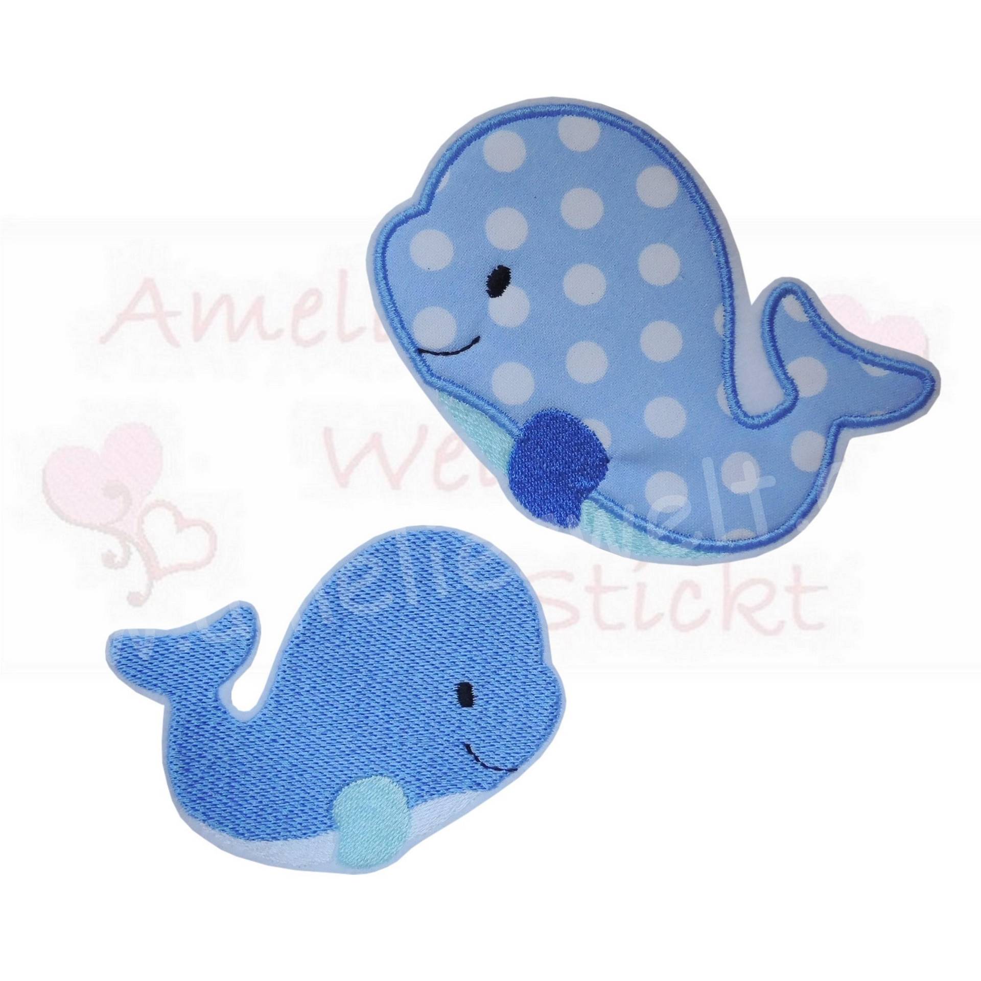 2 Wale Im Set Wal Aufnäher Applikation Gestickt Flicken Patch Für Babys Kinder Zur Einschulung Schultüte Jungen Und Mädchen von ameliesweltstickt