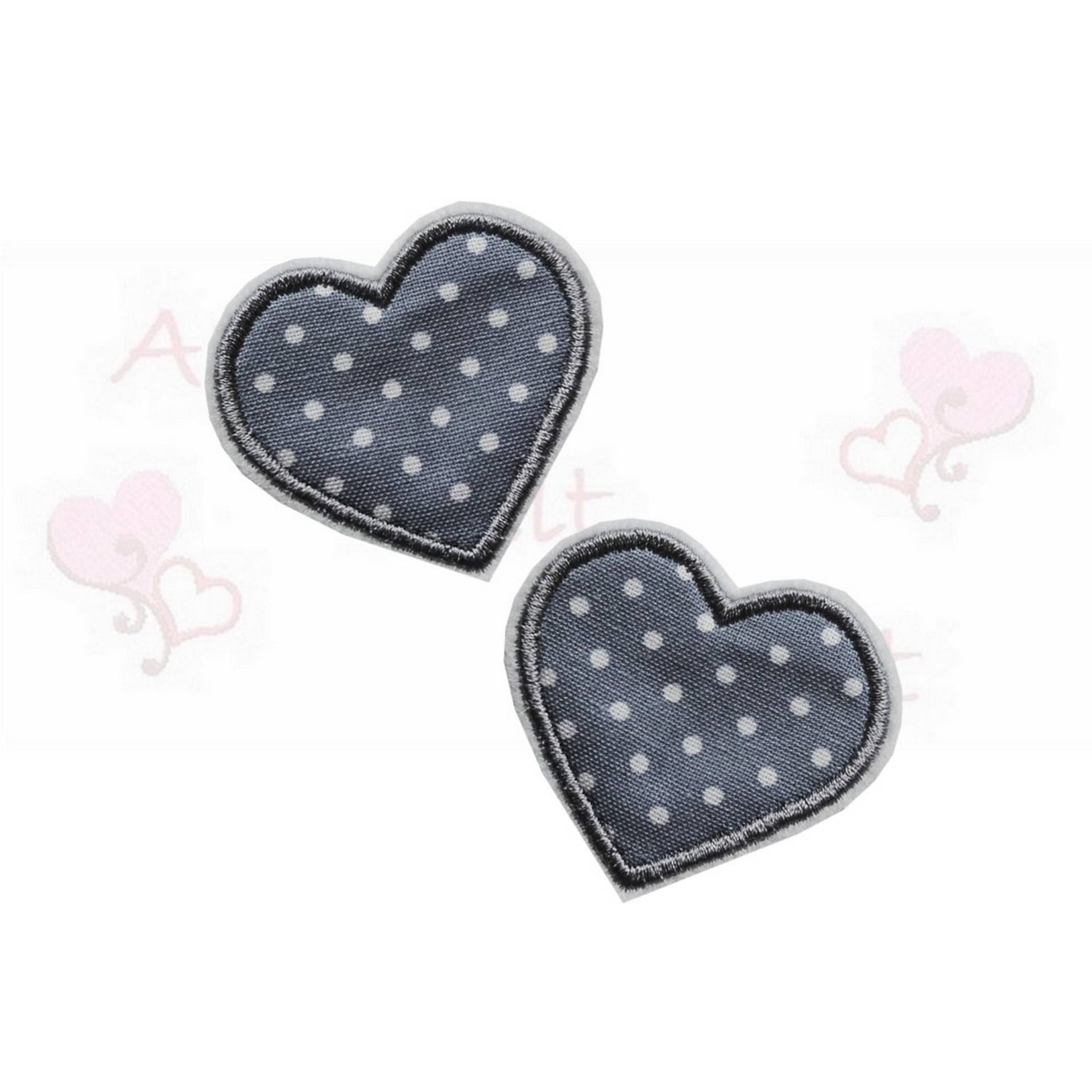 2 X Herzchen Applikation Aufbügler Aufnäher Grau Gepunktet Baumwollstoff Patch 2 X Herzchen Applikation Aufbügler Aufnäher Grau Gepunktet Baumwollstoff Patch von ameliesweltstickt