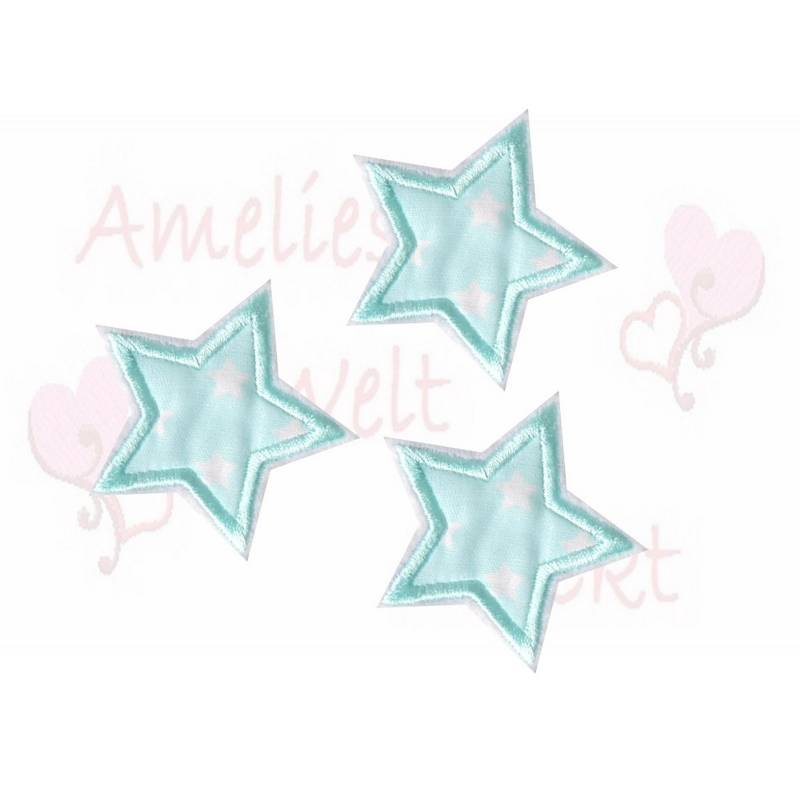 3 Sterne Im Set in Mint Applikation Aufnäher Bügelbild Stern Stickerei Türkise Stickapplikation Sternchen von ameliesweltstickt