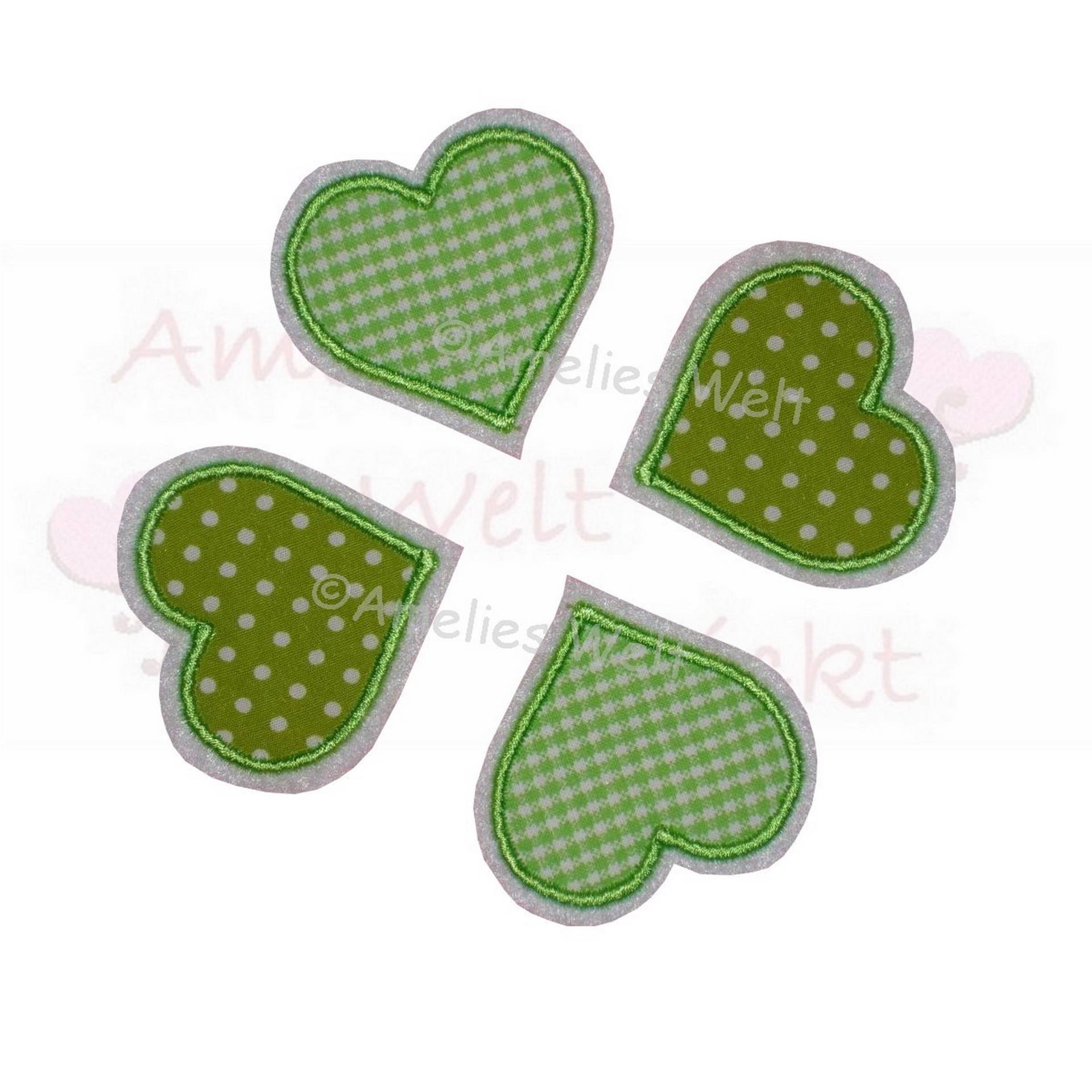 4 X Herzchen Applikation Aufbügler Aufnäher Set Grün Vichy Gepunktet 4 X Herzchen Applikation Aufbügler Aufnäher Set Grün Vichy Gepunktet von ameliesweltstickt