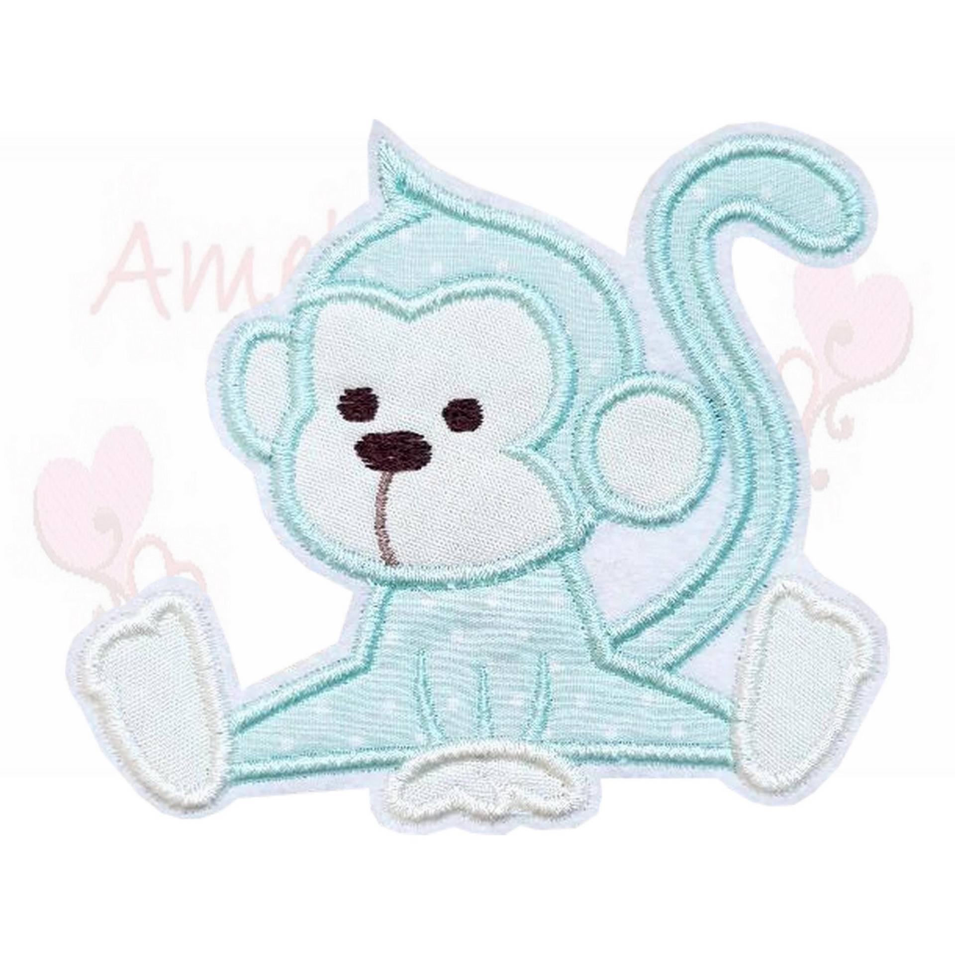 Affe Aufnäher Applikation Mint Türkise, 3 Größen, Bügelbild, Gestickt Für Kinder, Patch, Button Flicken von ameliesweltstickt