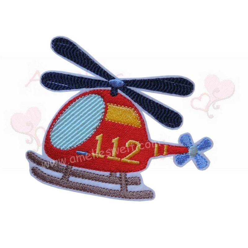 Applikation Aufnäher Feuerwehr Hubschrauber Flicken Patch Gestickt Stickerei Zur Einschulung Schultüte Schulkind Junge Button von ameliesweltstickt