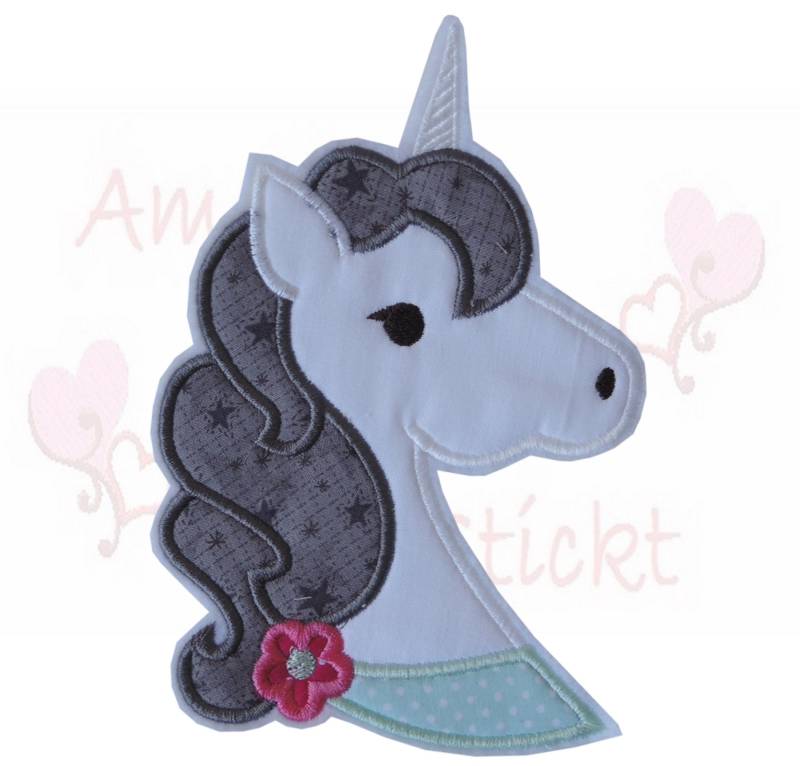 Applikation Aufnäher Schultüte Einhorn in 2 Größen Mädchen Flicken Patch Button Filz Handmade von ameliesweltstickt