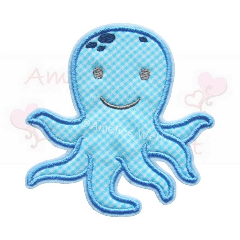 Aufnäher Applikation Gestickte Krake Oktopus in Blau Für Kinder Babys Patch Button Flicken Zur Schultüe Zum Schulkind von ameliesweltstickt