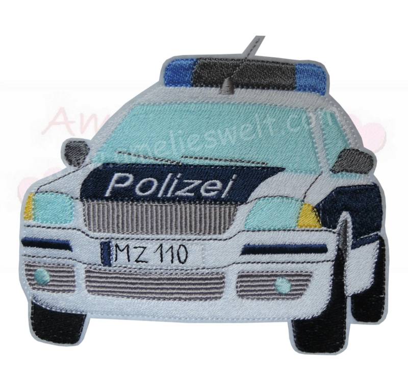 Aufnäher Applikation Polizeiauto Polizei Auto Bügelbild Handmade Kinder Flicken Patch Zur Einschulung Schultüte Schulranzen Jungen von ameliesweltstickt