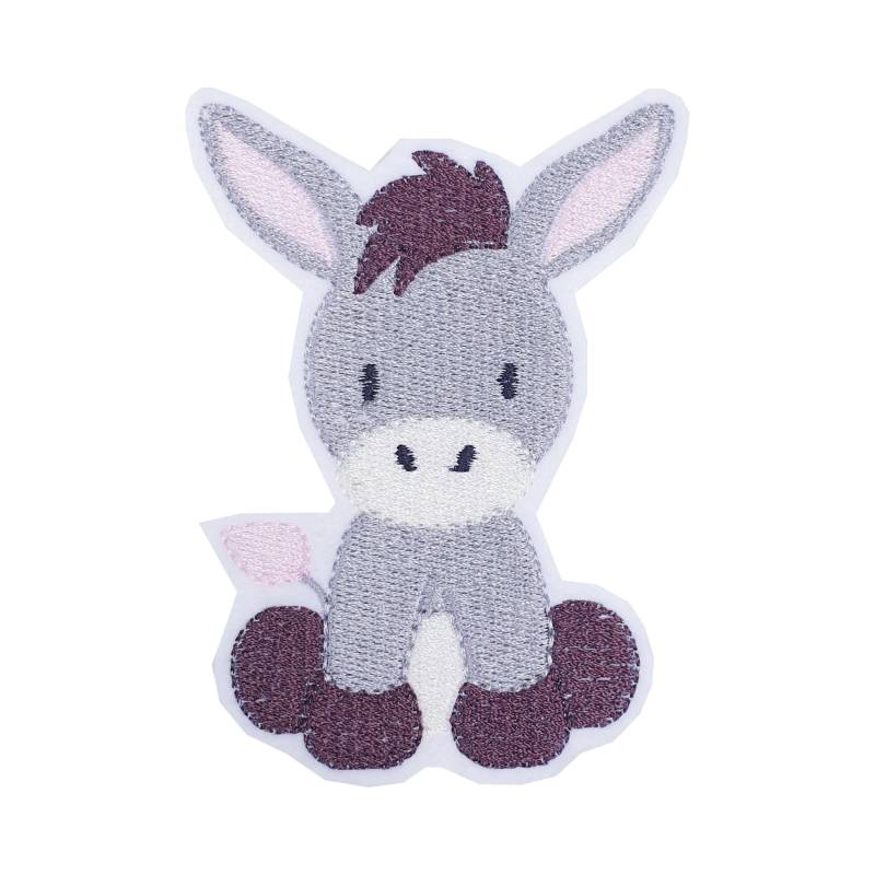 Aufnäher Esel Eselchen in Grau Rosa Mädchen Applikation Flicken Filz von ameliesweltstickt