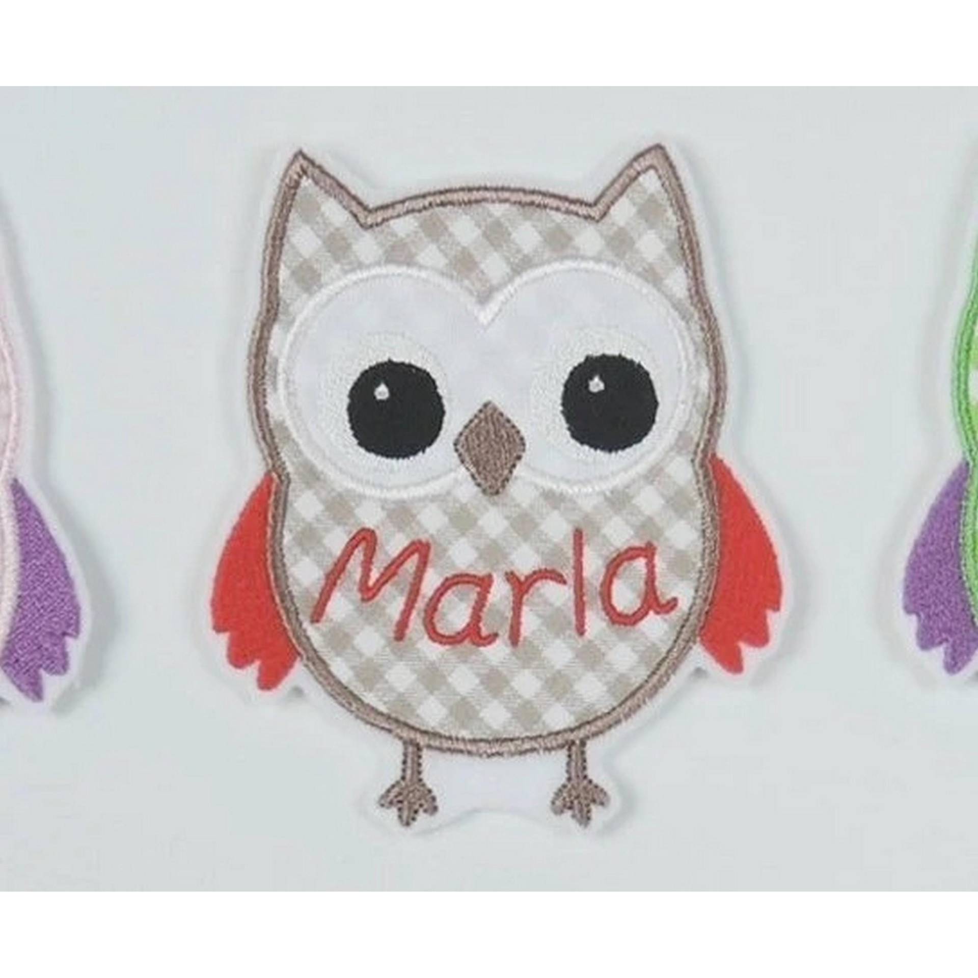 Aufnäher Eule Mit Name Viele Farben Applikation Bügelbild Gestickt Stoffapplikation Zum Aufbügeln Uhu Kautz Personalisert von ameliesweltstickt