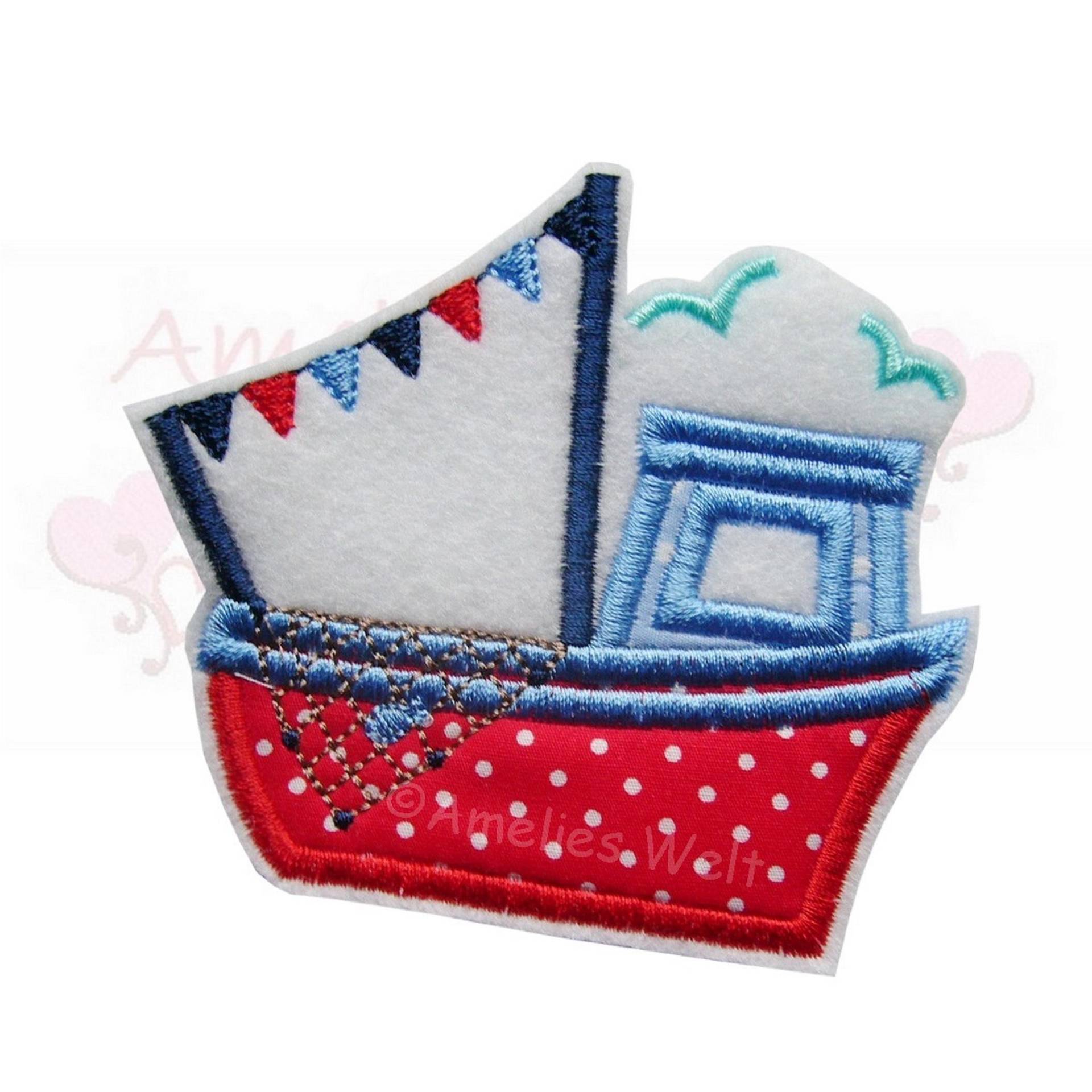 Aufnäher Fischkutter Applikation - Boot Schiff Stoffapplikation Gestickt Aufnäher Fischkutter Applikation - Boot Schiff Stoffapplikation Gestickt von ameliesweltstickt
