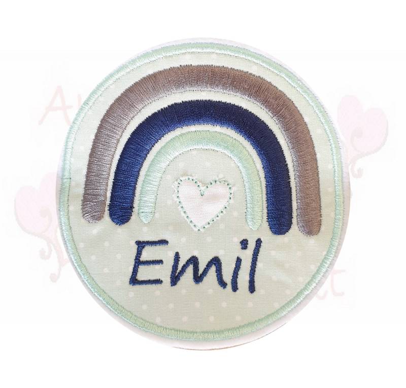Aufnäher Mit Regenbogen Und Wunschname in Mint Gestickt Aufnäher Mit Regenbogen Und Wunschname in Mint Gestickt von ameliesweltstickt