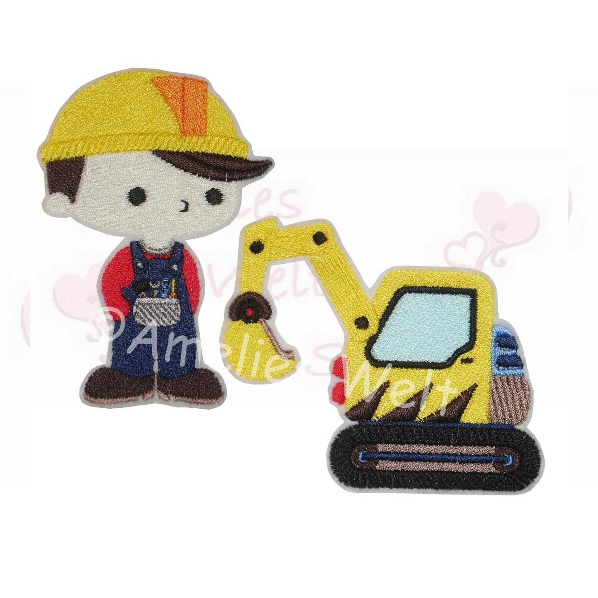 Bagger & Baumeister Stick Applikation Aüfbügler Im Set Baustelle Aufnäher Bagger & Baumeister Stick Applikation Aüfbügler Im Set Baustelle Aufnäher von ameliesweltstickt