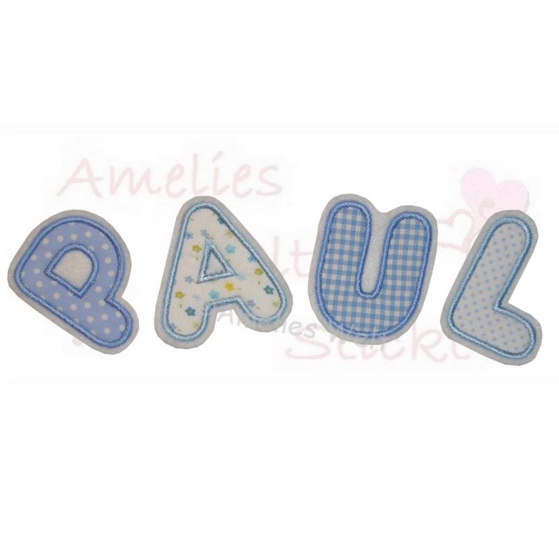 Buchstaben Buchstabe Applikation Aufnäher Blau Hellblau Buchstaben 1 Stoffbuchstabe von ameliesweltstickt
