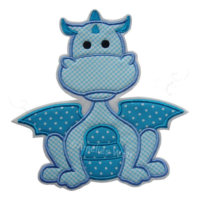 Drache in 3 Größen Applikation Aufnäher Bügelbild Türkise Petrol von ameliesweltstickt