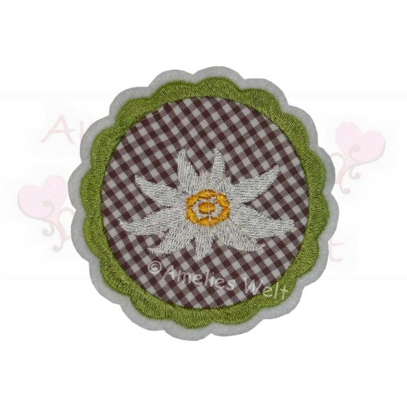 Edelweiss Button Applikation Aufnäher Patch Flicken Stickerei Blume von ameliesweltstickt