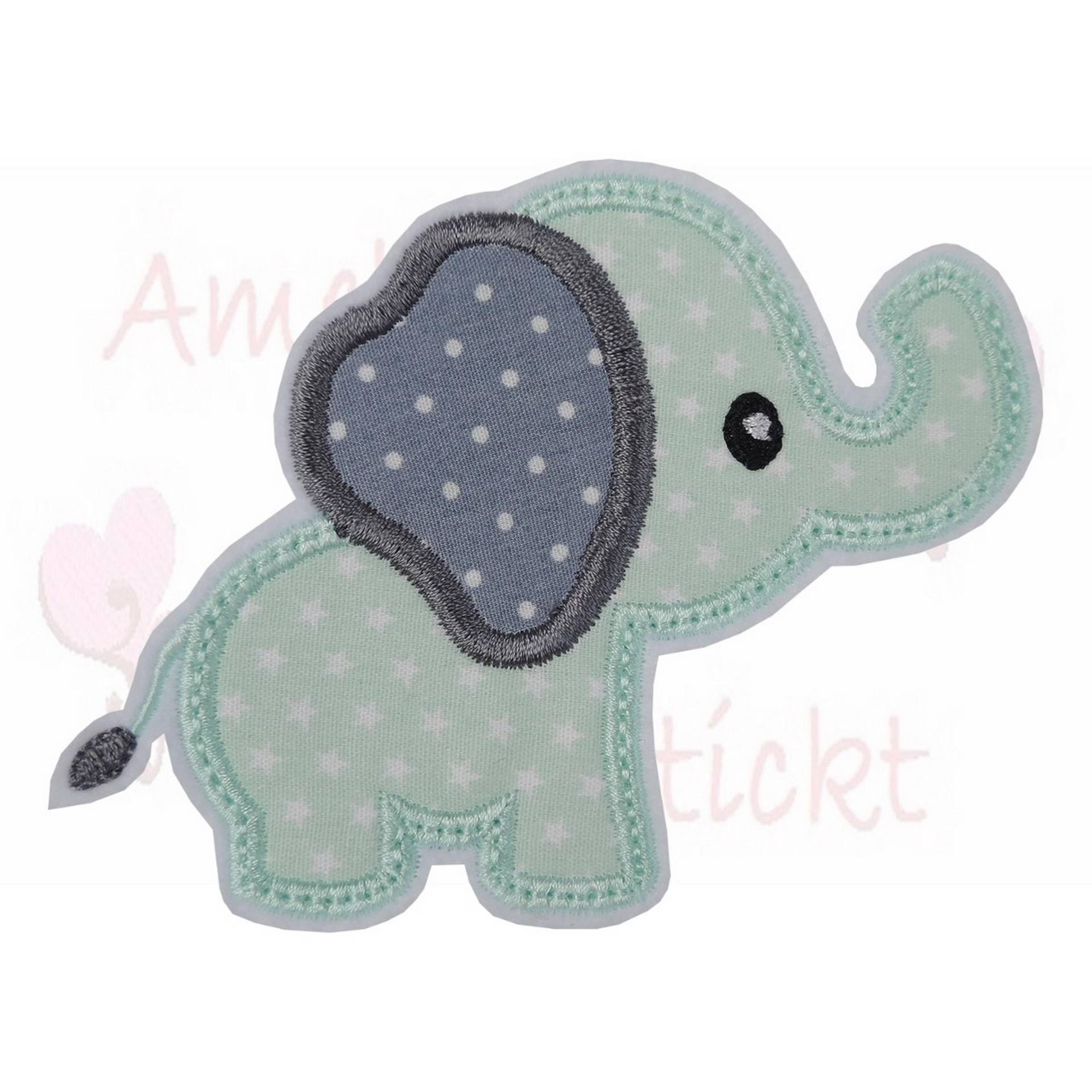 Elefant Applikation Aufnäher in Mint Sternchenstoff Grau Pünktchenstoff Für Kinder Elefant Applikation Aufnäher in Mint Sternchenstoff Grau Pünktchenstoff Für Kinder von ameliesweltstickt